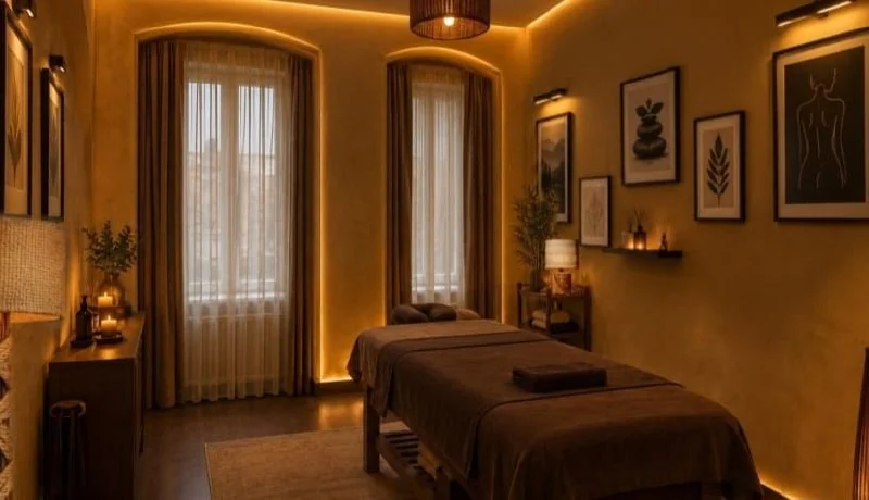Treatment room with arched windows, Nizami St Massage & Spa, Baku