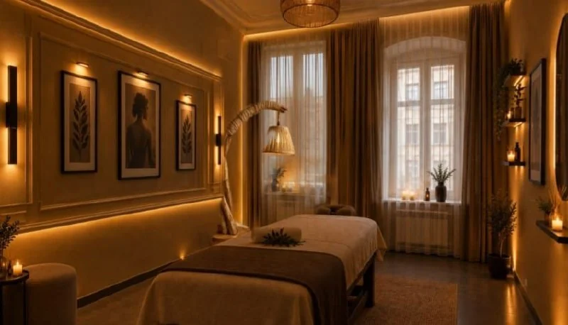 Treatment room with a tall window, Nizami St Massage & Spa, Baku